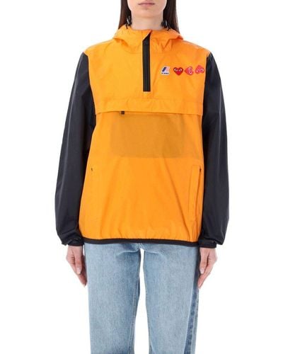 COMME DES GARÇONS PLAY Logo-patch Hooded Pullover Jacket - Orange