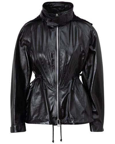 Bottega Veneta Leather Parka Jacket S - Black