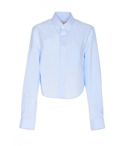 Marni Long Sleeved Buttoned Cropped Shirt - Blue