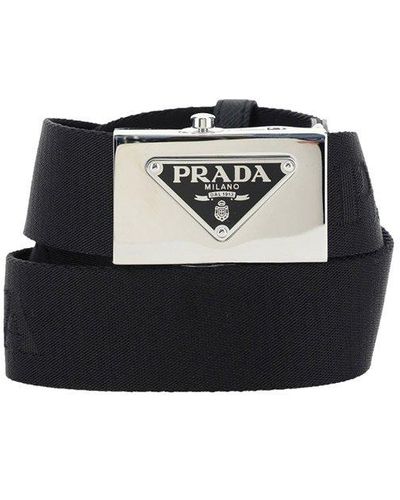 Prada Technical Fabric Logo Belt - Black
