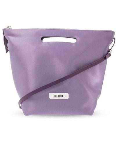 The Attico Logo Patch Zipped Tote Bag - Purple