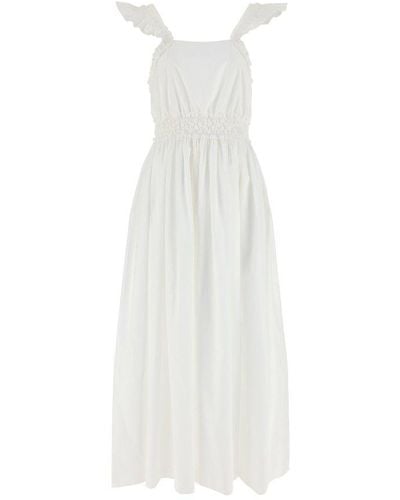 Chloé Ruffled Sleeveless Dress - White