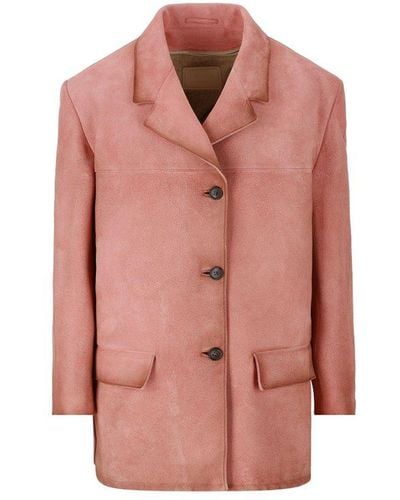Prada Long-sleeved Button-up Coat - Pink