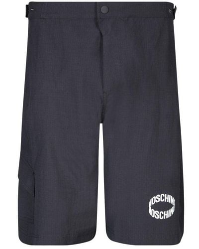 Moschino Mid Rise Ripstop Shorts - Blue