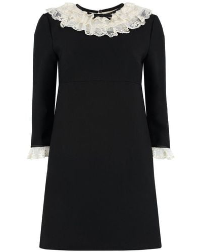 Miu Miu Lace Trimming Mini Dress - Black