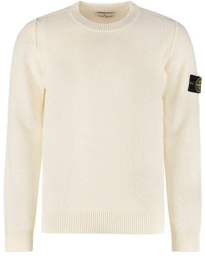Stone Island Wool-blend Crew-neck Sweater - White