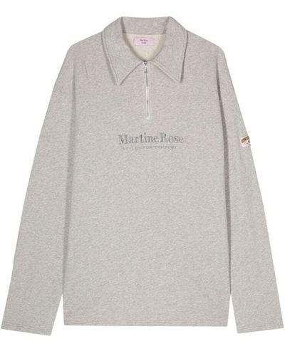 Martine Rose Logo Embroidered Half-zipped Sweatshirt - Grey