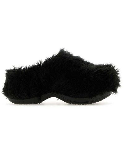Balenciaga Fluffy Slippers - Black