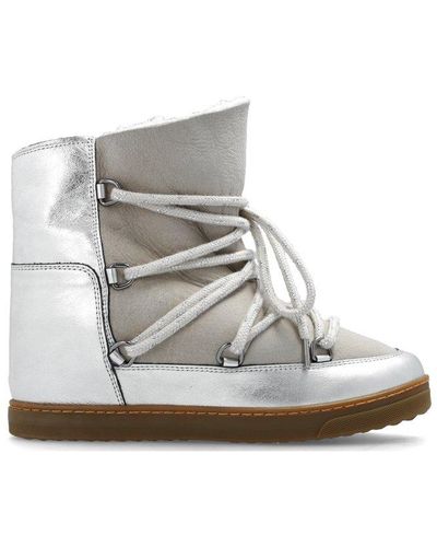 Isabel Marant Nowles Lace-up Wedge Boots - White