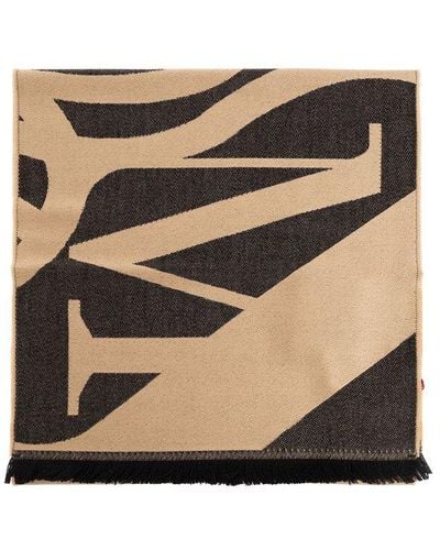 Alexander McQueen Wool Scarf With Logo, - Black