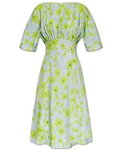 Marni Floral Dress, - Green