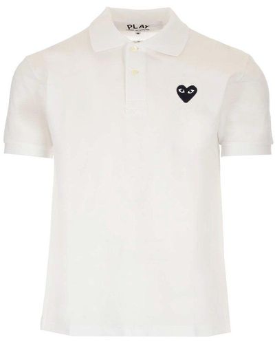 COMME DES GARÇONS PLAY Logo-heart Cotton Polo Shirt - White