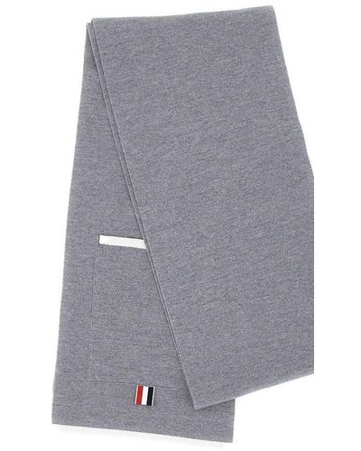 Thom Browne "milano Stitch" Merino Wool Scarf - Grey