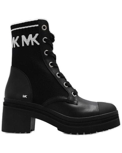 Michael Kors Sock-panelled Lace-up Boots - Black