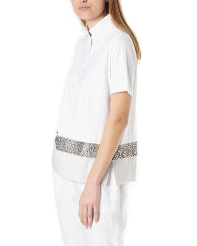 Le Tricot Perugia Sequin Embellished Short-sleeved Top - White