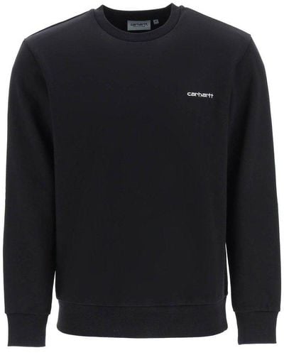 Carhartt Logo Embroidered Long-sleeved Sweatshirt - Black