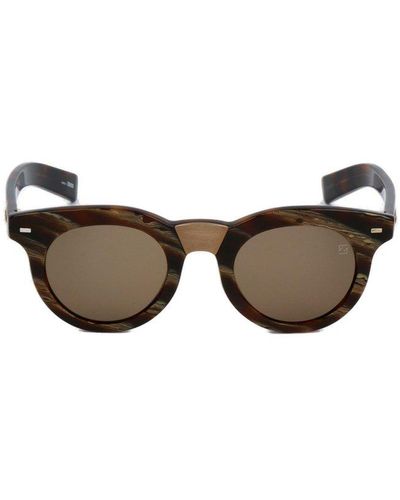 Zegna Round-frame Sunglasses - Black