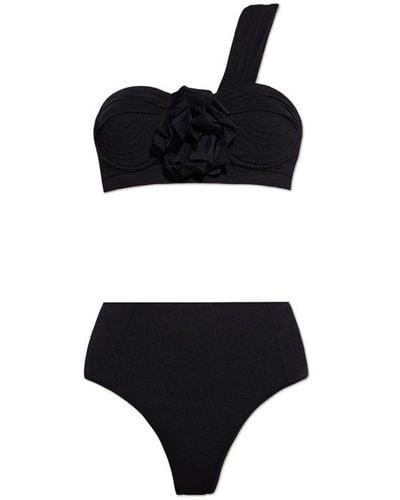 Balmain Ruffle Detailed One-shoulder Two-piece Swimsuit - Black