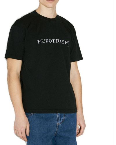 Eytys Leon Eurotrash Logo Embroidered Crewneck T-shirt - Black
