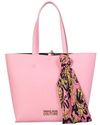 Versace Adds A Signature Branded Touch To This Understated Tote Bag With The Attached Scarf - Pink
