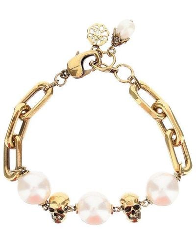 Alexander McQueen Gold-tone, Swarovski Pearl And Crystal Bracelet - Metallic
