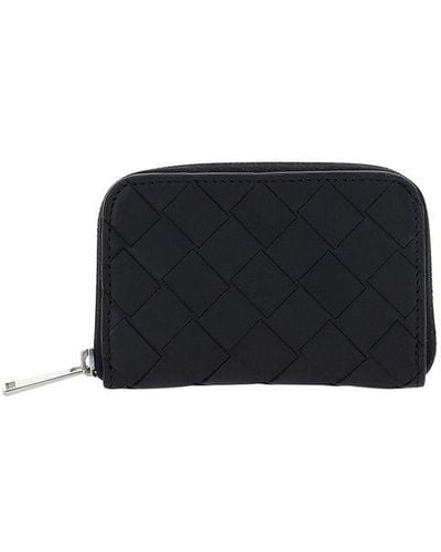 Bottega Veneta Woven Zipped Wallet - Black