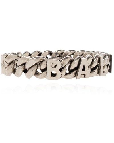Balenciaga Brass Bracelet With Logo, ' - White