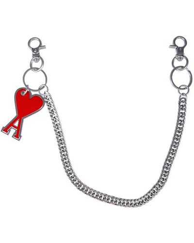 Ami Paris Paris De Coeur Chain-linked Keychain - Red