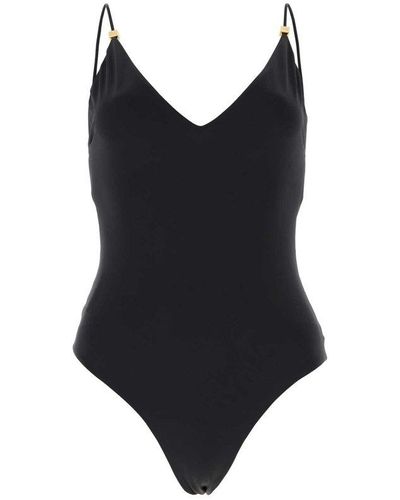 Miu Miu Sleeveless V-neck One-piece Swimsuit - Black