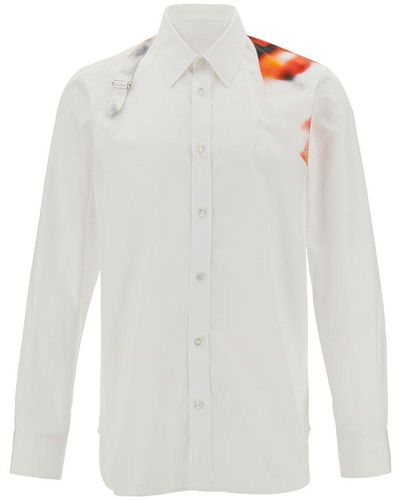 Alexander McQueen Obscured Flower Harness-printed Buttoned Shirt - White