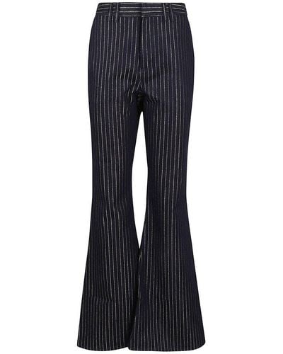 Balmain Lurex Striped Flared Jeans - Blue