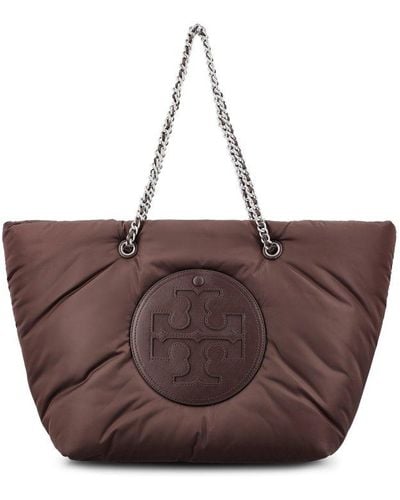 Tory Burch Logo Patch Padded Tote Bag - Brown