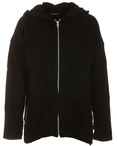 Zadig & Voltaire Salma We Amour Zipped Knitted Hoodie - Black