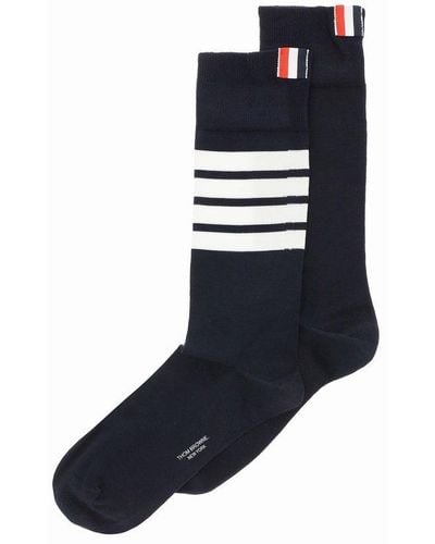 Thom Browne 4-bar Logo Detailed Socks - Blue