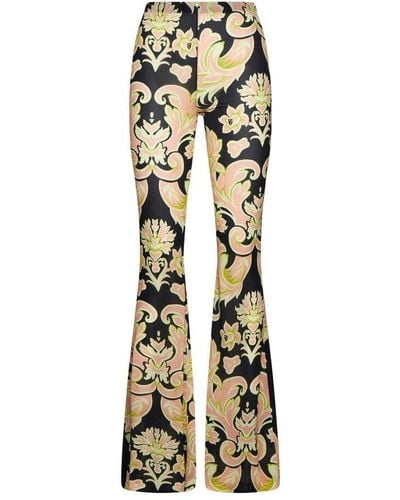 Etro Floral Printed Straight-leg Trousers - Metallic