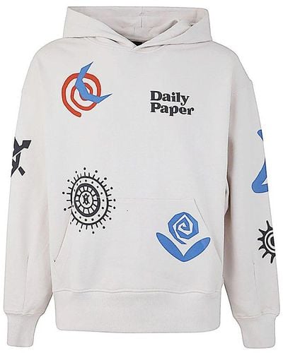 Daily Paper Long Sleeved Graphic Printed Hoodie - Gray