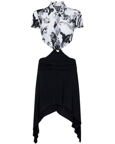Versace Watercolour Couture-print Cut-out Dress - Black