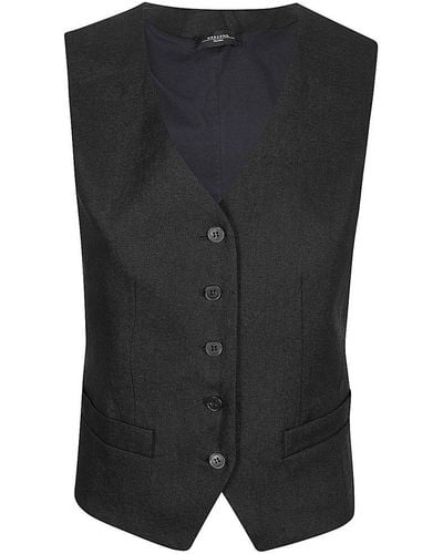 Weekend by Maxmara Buttoned V-neck Gilet - Black