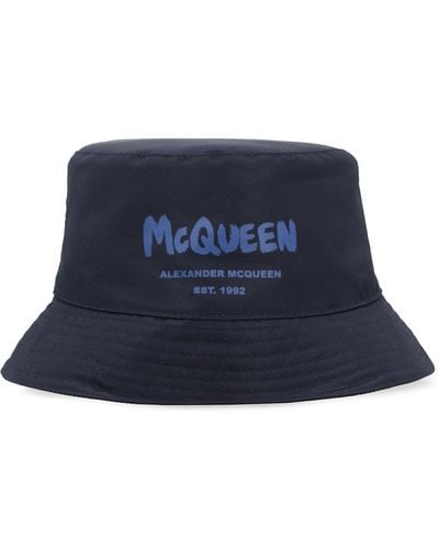 Alexander McQueen Logo Print Bucket Hat - Blue
