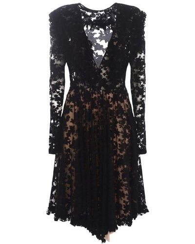 Philosophy Di Lorenzo Serafini Floral-lace Ruffled Midi Dress - Black