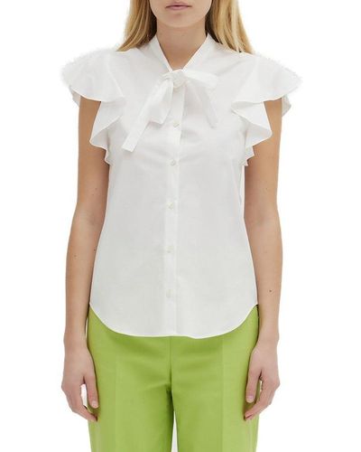 Boutique Moschino Ruffled Buttoned Blouse - White