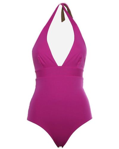 Fisico Plunging Halterneck One-piece Swimsuit - Pink