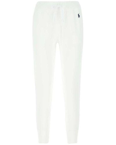 Polo Ralph Lauren Logo Embroidered Drawstring Track Pants - White