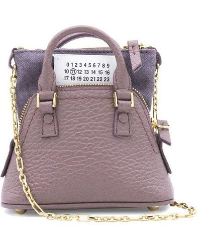 Maison Margiela Numbers-patch Zipped Mini Shoulder Bag - Purple