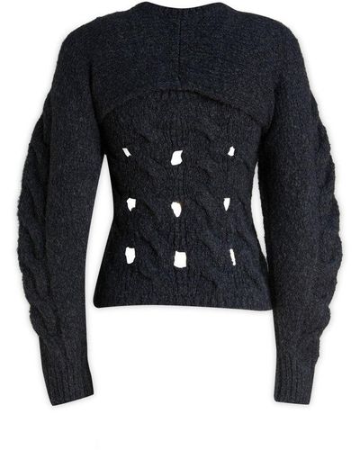Low Classic All-over Circle Cut Out Knit Sweater - Blue