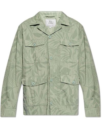 Woolrich Light Jacket With Floral Motif, - Green