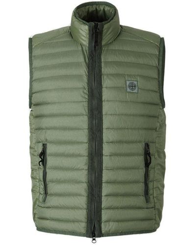 Stone Island Logo Quilted Vest - Green