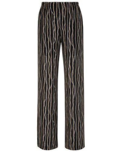 Chloé Allover Chain Print Wide-leg Pants - Black