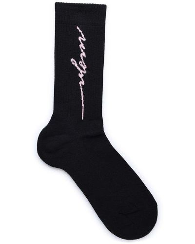 MSGM Logo Intarsia Knitted Socks - Black