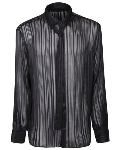 DSquared² Striped Curved Hem Shirt - Black